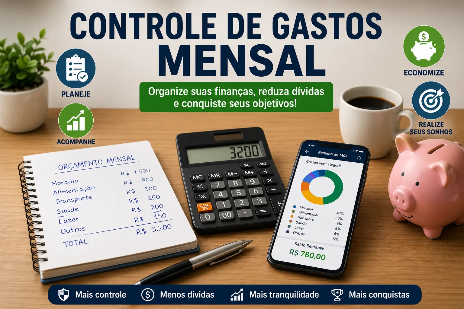 Controle de Gastos Mensal: Como Organizar as Finanças, Reduzir Dívidas e Recuperar a Estabilidade Financeira